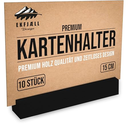 EKFJAELL Tarjetero de madera de 15 cm, color negro, de madera de haya maciza (juego de 10 unidades), pesado y estable, como soporte para fotos, soporte para tarjetas postales, soporte para tarjetas de