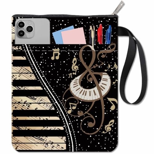 Craspire Copertina per libro di Note Musicali Custodia Nera per Pianoforte per Libri Tascabili Copertina in Tessuto Lavabile con Cerniera e Tasca Extra