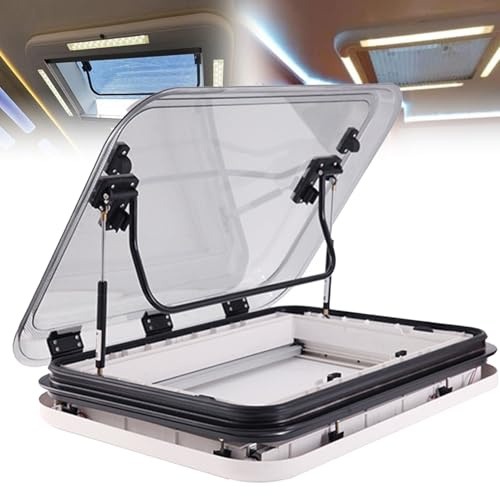 UORDBY Ventana para Caravana, con iluminación LED y persianas, claraboya para Ventana de Caravana, ventilación de Techo Superior, ventilación de Techo Anti-UV, para Caravana, Autocaravana 800 * 500mm