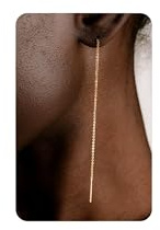 BodyBonita Colgantes Pendientes Antialergicos Mujer de Cadena de Plata de Ley 925 Delicados Pendientes Mujer Largos Colgantes Chapados en Oro de 16 Quilates Joyas que No se Empañan Cadena tipo O-G