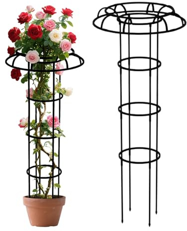 Enrejado de jardín para plantas trepadoras, con forma de paraguas resistente a todas las estaciones, enrejado para exterior de torre paraguas | Tornillos, flores, guisantes, tomates, clemátides
