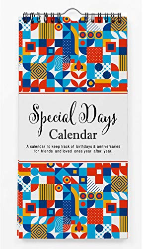 Inkdotpot Geometric Perpetual Calendar Birthday Wall Hanging Anniversary Special Event Reminder Calendar Book Journal Stationary Wall Hanging Birthday Gift Card Planner Organizer