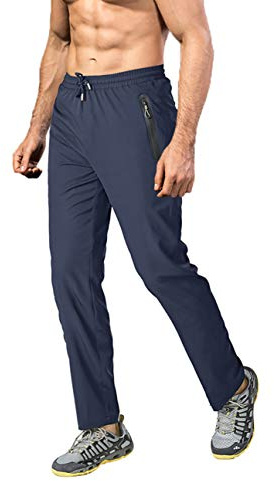 EKLENTSON Mens Cycling Trousers Lightweight Joggers Summer Zip Pockets Sports Pants Gym Tracksuit Bottoms,Blue,34