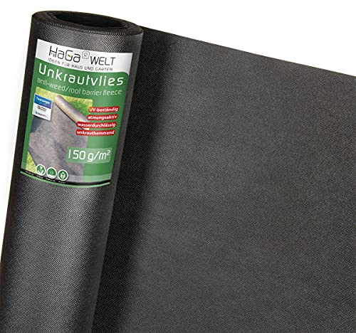 HaGa® Toile anti-mauvaises herbes, 150 g/m², pour le jardin, Non-tissé de paillage, 2 m x 20 m