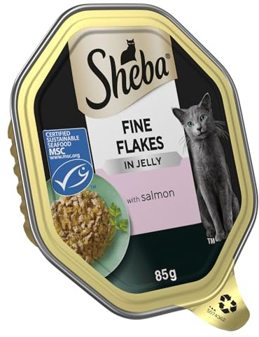 Sheba Fine Flakes Cat Tray with Salmon in Jelly 85g