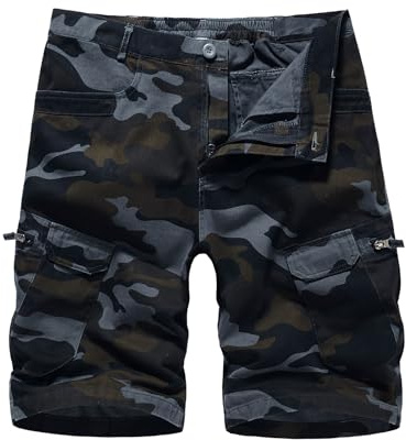 LY4U Pantaloncini Cargo da Uomo Pantaloncini da Combattimento Mimetici Casual in Cotone con Tasche Multiple