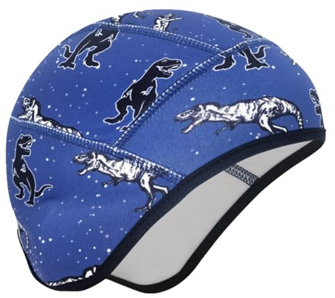 Amexo Cappello per Bambini da Bicicletta, Berretto Invernale per Bicicletta per Bambini, Fodera per Casco da Ragazza Cappelli (IT, Testo, Taglia unica, Blu Scuro)