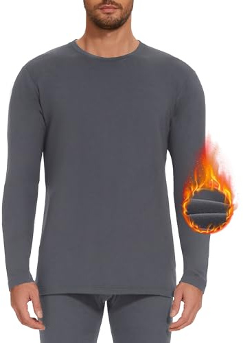 AKKQHH Ropa interior térmica para hombre, camiseta térmica de manga larga, camiseta térmica de esquí, ropa interior cálida, ropa interior funcional para invierno, gris oscuro, M