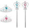 FAINCA 2 Pièces Princesse Dress Up Accessoires Set, Couronne Princesse, Baguette Magique, pour Les Jeux De RôLe (Bleu/Rose)