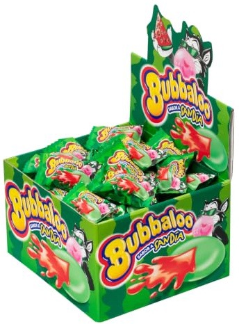 Chicles Bubbaloo con Relleno Líquido – Caja de 60 Unidades | Sabores Tutti Frutti, Fresa y Sandía | Chicles Hinchables con Centro Líquido (Paquete 60 unidades, Sandia)
