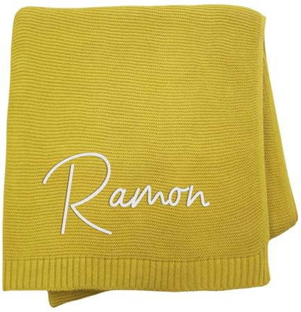 JIOJOG Decke Personalisiert Baby, Personalisierte Baumwoll Baby Decke mit Namen - Geschenke Zur Geburt Mädchen/Junge Personalisiert, Gilt Decken für Kinderwagen und Kinderzimmer, 75x100cm