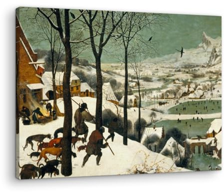 Artenor Quadro Bruegel Pieter Cacciatori nella Neve (Inverno), 30 x 23 cm - Made in Italy, Quadri Moderni Soggiorno, Camera da Letto, Cucina, Poster da Parete, Decorazioni Casa
