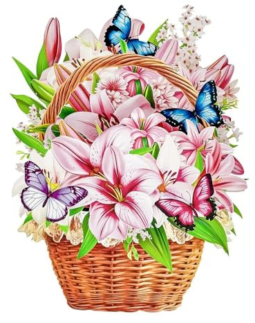 HKFENG Lily Flower 3D Birthday Cards for Women, Mom, Wife, Girls, Pop Up flower Bouquet card for Birthdays, Mother’s Day, Weddings, Anniversaries, Easter, Thinking of You (Lily)