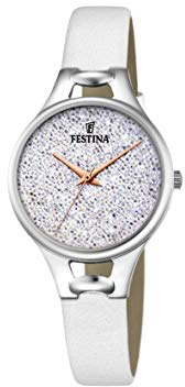 Festina Uhr Für Damen F20334/1 Outlet Silber Edelstahl Case WeißLeder Band