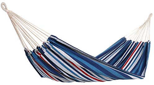 DETEX® Hängematte 2 Personen atmungsaktiv strapazierfähig Outdoor Garten Camping Reisehängematte Doppelhängematte XXL 300kg Belastbarkeit Blau