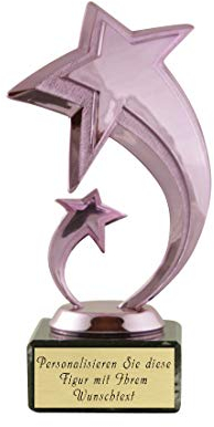 Pokal Stern Award in pink auf schwarzen Marmorsockel - Höhe ca. 18 cm - Pokal mit Gravur Wunschtext auf hochwertigen Aluschild. Personalisiertes Geschenk für Beste Mama der Welt | Beste Tochter