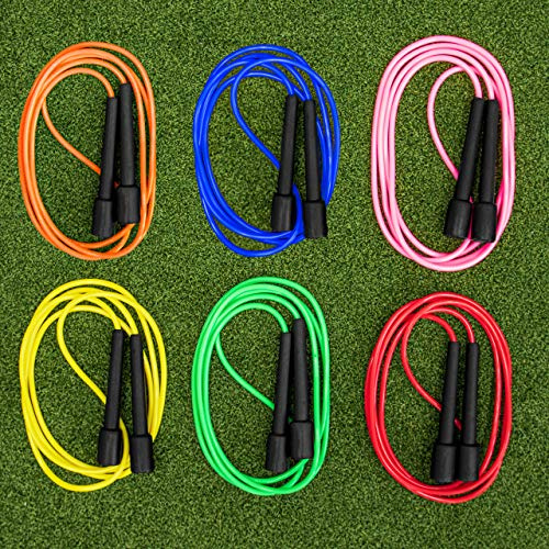 Net World Sports METIS Plastic Skipping Ropes | Fitness Speed Rope - Boxing, Gym & Home Workouts | Tangle Free PVC Skipping Rope - Perfect For Adults & Kids [Pack of 6]