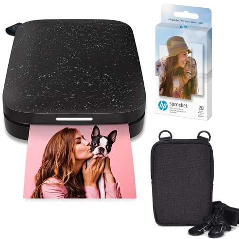 HP Sprocket Portable 2x3 Zoll Sofortbilddrucker (Schwarz) Zink-Papierbündel