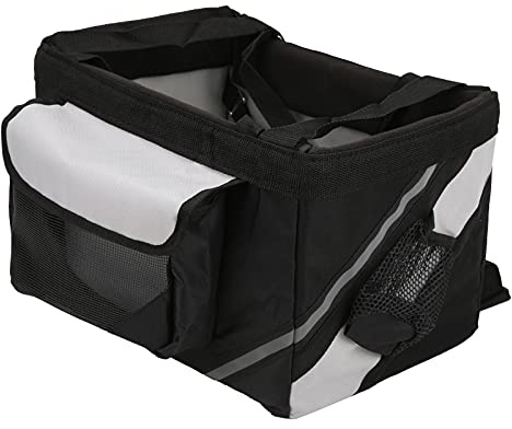 Dog Bike Handlebar Basket, Durable 15x11x9.8inch Dog Bicycle Carrier Oxford Cloth Waterproof Detachable Bike Dog Bag for Small Medium Pet Dogs