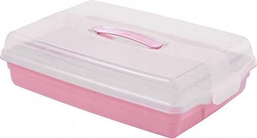 CONTAINER À GÂTEAU RETANGLE GRAND ROSE CURVER