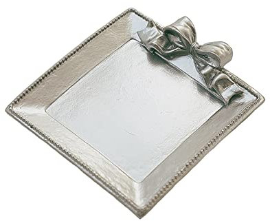 51buyoutgo Vassoio Portacandele Candele Piccolo Grigio Argento, Piatto per Candele, Vassoio Decorativo di Immagazzinaggio Organizzatore Del Vassoio Grigio Argento per Gioielli, Trucco, 10cm