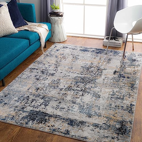 Livabliss Trocadero Wohnzimmer modern – Abstrakt Design in Marmor Optik für Wohnzimmer 160x220 cm, Esszimmer, Schlafzimmer - Marmor e groß, weicher Kurzflor in Beige und Grau