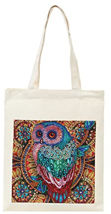 JGA JOGGING ARM 5D Diamond Painting Shopping Canvas Tote Bag Art DIY Painting Pen Handmade Handbags Owl Pattern for Women