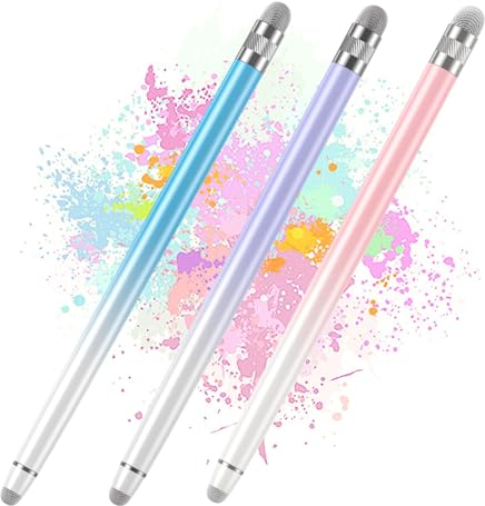 Bopomofo Tablet Stift,3 Stück Touchscreen Stift Hochpräzise Faserspitze,Universal Stylus Pen für iPhone,kompatibel mit iPad, Android,Tablets und Alle Touchscreens (Blau/Lila/Rosa)