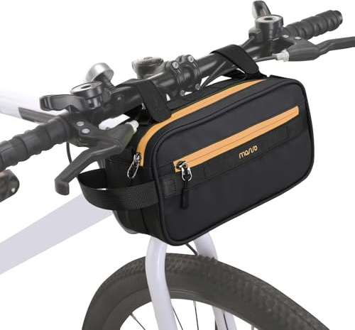 MOSISO Bike Handlebar Bag, Bicycle Frame Bag, Multifunctional Waterproof Cycling Front Case with Shoulder Strap, Bike Crossbar Front Pouch Storage Tool Case for Women Men Road Mountain Cycling,Orange