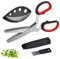 Gewürzschere, Kräuterscheren, Edelstahl Küchenschere 5 Klingen, Gemüseschere, Kräuterschere, mit Reinigungskamm, Sicherheitsabdeckung und Abstreiflöchern, für Gemüse Petersilie Koriander, schwarz Rot