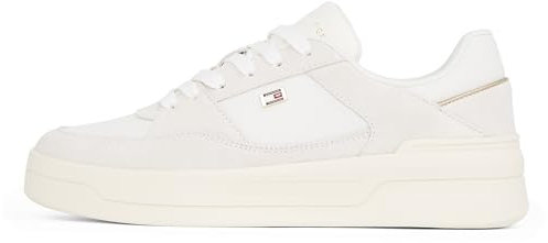 Tommy Hilfiger Damen Court Sneaker Essential Basket Low Top, Weiß (Ecru), 40