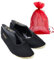 DanzaVinci Bundle Bleyer Trampolinschuhe 1541 Trampolin Bouncer mit Chiffonbeutel, Schwarz, 41, Schläppchen aus Baumwollgewebe für Kinder und Erwachsene, Turnschläppchen rutschfest