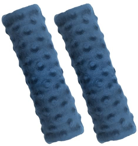 Balbina 2 Stück Gurtpolster Auto, Schulterpolster Erwachsene Kinder, Babyschale, einsetzbar als Schoner für Kinderwagen Rucksäcke Minky-Stoff, Universal 7 x 21 cm, Navy Blue