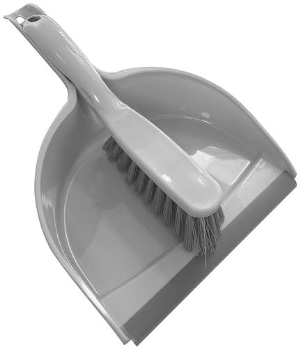 Juegos de Escoba y Recogedor, Cepillo de Limpieza Portátil y Combinación de Recogedor, Ideal para Quitar el Polvo, Limpiar y Eliminar Migas de Hogar (Gris)