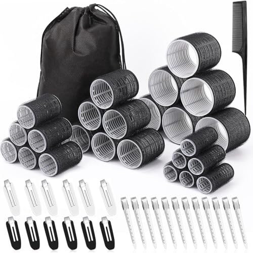50PCS Hair Curlers Rollers with Clips Hair Rollers with 4 Sizes (60/48/36/25mm) Rollers for Hair for Large Long, Medium, Short, Thick & Fine Hair for Volume, Lift & DIY Styling