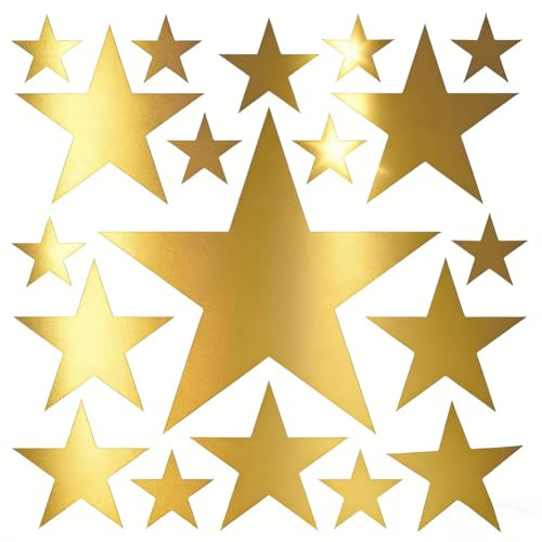 GORGECRAFT 4 ark 76 st guldglitter stjärna väggklistermärken självhäftande vinyl gnistrande stjärnor väggdekal skala av och klistra fast konstdekor väggmålningar för barnkammare sovrum utmärkelser