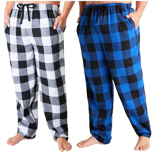 Get Trend Pyjama Pants for Men & Teens M-3XL, Pack of 2 Warm Breathable PJ Trousers, Loungewear Bottoms, Cosy Gifts for Him