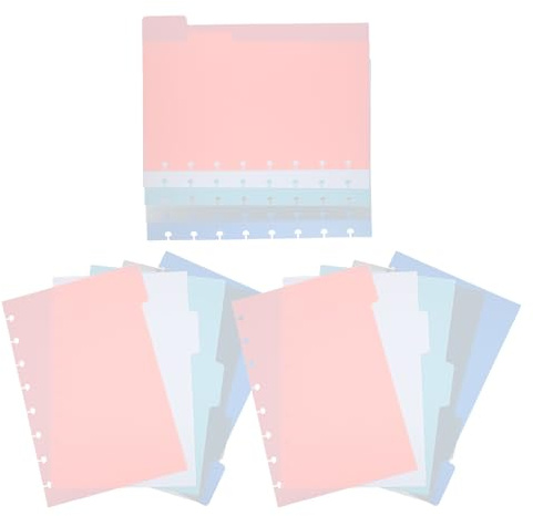 HOMSFOU Divisori per Indici di Raccoglitori in Plastica Pp con Linguette Scrivibili, Set da 3 Confezioni da 5 Fogli 5,5x8,5 per Quaderni e Planner Scolastici Ufficio