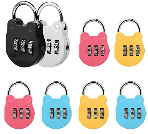Jubaopen 8PCS Luggage Travel Security Padlock 3 Digit Combination Padlock Codes with Aluminum Alloy Gym Lock for Travel Luggage Tool Box Locker Fitness Backpack(4.9×3.2×1.2cm, 5Colors)