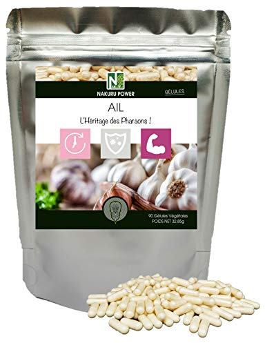 NAKURU | Ail | 90 Gélules Végétales de 365mg | Gamme Power | Fabriqué en France | L'Héritage des Pharaons! | (90 Gélules Végétales de 365mg / Poids Net: 32,85g)