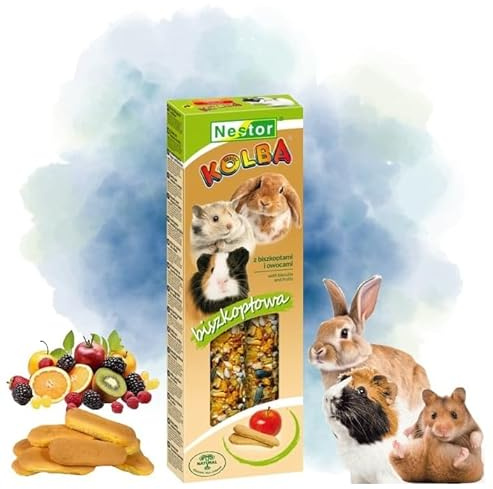 Twin Pack Hamster Rabbits Sticks Food BISCUIT Flavor 115g Guinea Pig Rat Mouse Chew Snacks Gerbil Rodents Animal Pet Foods Natural Gnawing/Nibbling Treats with Hooks