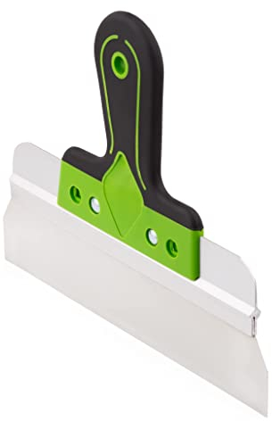 Mivos Espátula ancha para fachadas de acero inoxidable, 250 x 60 mm, con soporte de aluminio y mango suave, para grandes superficies, fabricada en la UE
