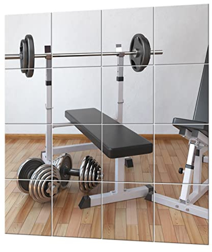 EVENLIVE® Gym Mirrors for Home Gym Self-Adhesive Tiles 16-Pack 30x30cm | Real glass wall tiles, frameless Home gym accessory for doors, ceilings, candle trays, wedding centerpieces Stick-on design