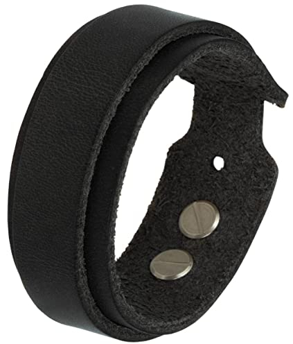 Simaru Lederarmband Damen & Herren - 25mm breit, pflanzlich gegerbtes Echtleder, robuste Schraubniete, allergikerfreundlich
