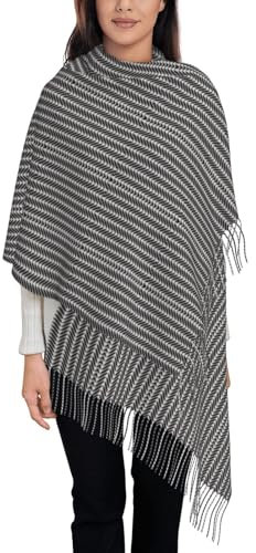 Melbrakin Schwarz-weiß gemusterte warme Winterschals, weiche Kaschmirschals für Damen, große Schalschals, modische Damenschals