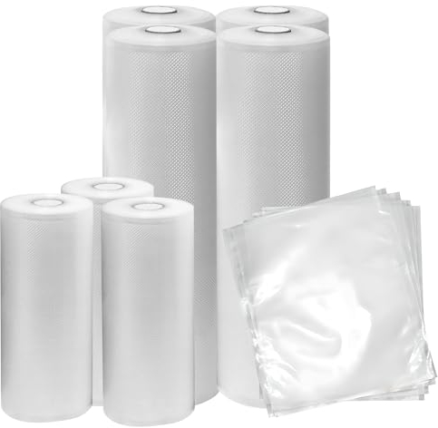 Kenmore 57 Pieces Vacuum Sealer Bags for Sous Vide Cooking and Food Storage Custom Sized Textured Heat Seal Bag and Roll Compatible with All Types Sealer Machines Fresko Homeasy Bosenkitchen O2frepak