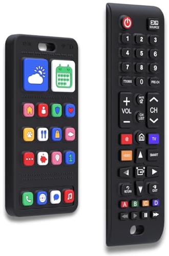 Broemba Baby Fernbedienung & Baby Handy - Realistisch Spielzeug ohne Elektronik - 100 % Silikon Beißring für Jungen und Mädchen - BPA Frei