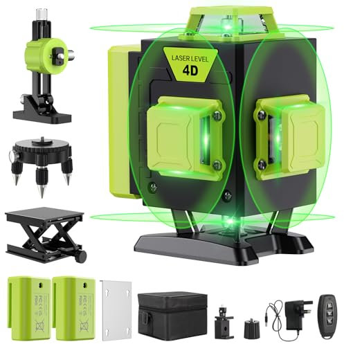 Verde Nivel Laser Autonivelante 360 Grados, 16 Lineas Laser Profesional para Diseño de Interiores, Control Remoto