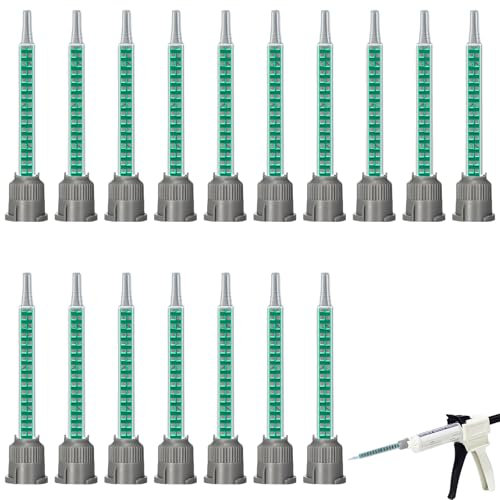TenaLucy 20 Stücke statikmischer,mischdüse Mischerdüsen 1:1 Mischdüsen Mischerspitzen Kunststoffkleber Mischdüse Spritze,für 50 ml AB Klebekartusche 2K Kleber Mischrohr 2 Komponenten Kleber