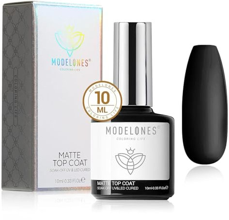 Modelones Matte Top Coat 10ml No Wipe Top Coat Gel UV, Überlack UV LED Gellack Gel Nagellack Polish für Gelnägel Nail Art Manicure